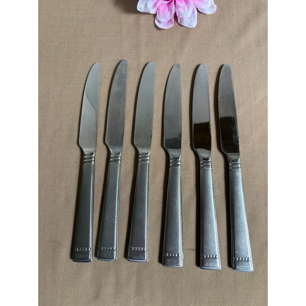 Towle Wallace Leah Frost Stainless Flatware Knives Set Of 6 - 9 1/2